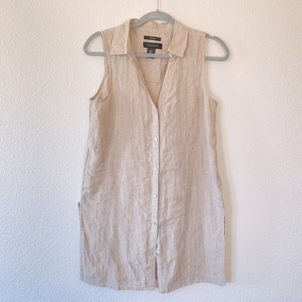 nwt cream hemp cover up tunic Tahari xs neautral